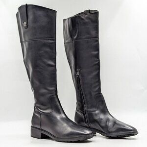Sam Edelman Wmn Drina ATH Wide Calf Black Leather Snip Toe Lug Riding Boots 7.5